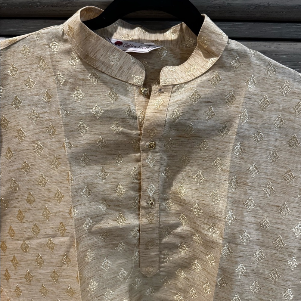 Beige Kurta with Gold Embroidery